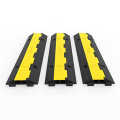 Happybuy Rubber Cable Protector Ramps – 2 Channel Speed Bumps, Black/Yellow