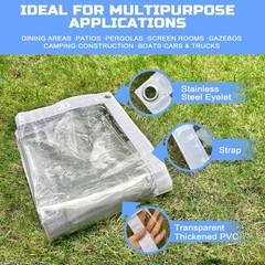 Clear Tarp 10 x10FT, 20 Mil Clear Vinyl Tarp, Small Cover Plastic Sheeting wi…