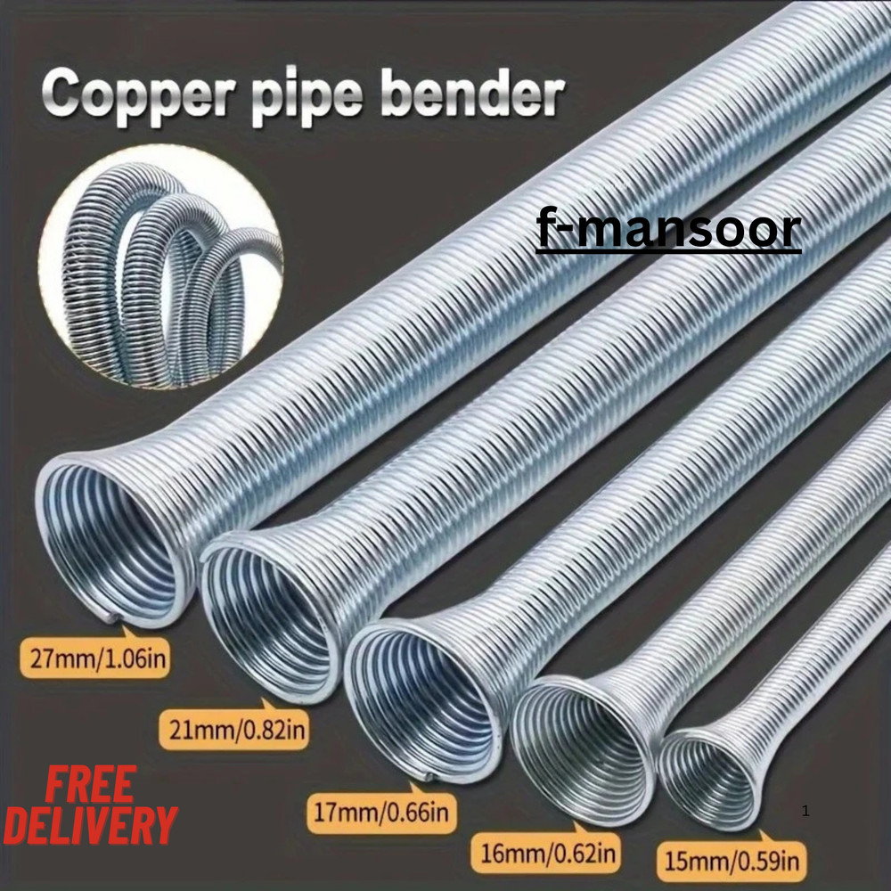 5pcs ≈21cm Spring Bending Tube Pipe Bender 1/4″ 5/16″ 3/8″ 1/2″ 5/8″ Silver Set