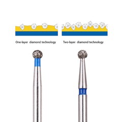 AZDENT Dental Two Layer Diamond Bur FG Ball Round BR-31 For High Speed Handpiece