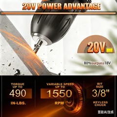 21V Brushless Cordless Power Drill 【2 Battery】 with 2x 2.0Ah Battery and Char…