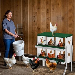 Chicken Nesting Box 10 Compartment Metal Easy Collection & Easy Cleaning W/ Legs