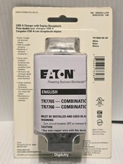 Eaton TR7765 Duplex Receptacle 15A / 125V W/ (2) 3.6A USB-A Charger, White – NEW