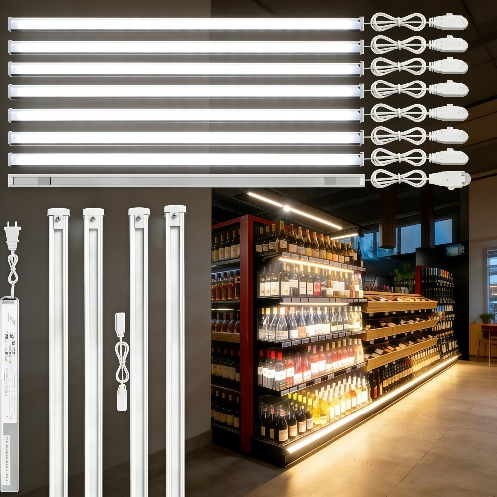 Gondola Shelving Lights kit 8-pack 3Ft 6000K white bars LED driver & accessories