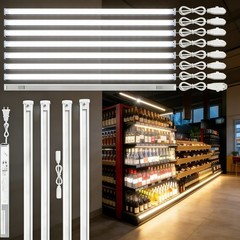 Gondola Shelving Lights kit 8-pack 3Ft 6000K white bars LED driver & accessories