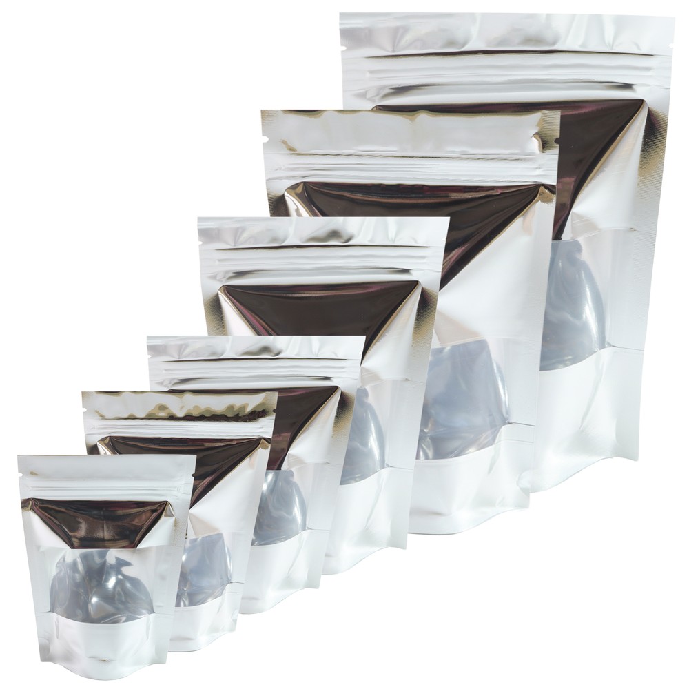 200 Silver Stand-Up Dry Food Mylar Pouches for Seeds and Grains