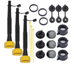 11″ SUPER LONG VERY FLEXIBLE UNIVERSAL SPOUT WITH TONS OF ACCESSORIES (PACK OF 3
