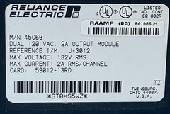 Reliance Electric AutoMate 45C60 Dual Output Module | 120VAC 2A | Rev 45C60