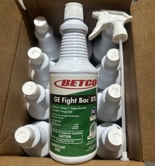 Betco 3111200 Fight-Bac RTU Disinfectant Cleaner 32oz Bottle 12 Pack + Sprayer