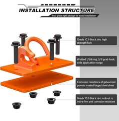Forged Steel Bolt-On Tractor Bucket Hooks with Backer Plate – Orange, 2 Pack