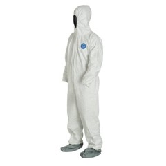 DuPont TY122S Tyvek 400 Coverall Attached Hood Boots White Case 25 L, XL, 2X