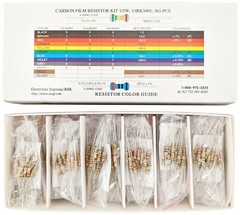 365 Piece 1/2 Watt Resistor Kit Assortment in Compartmentalized Storage Box