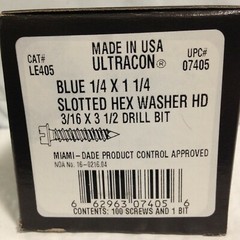 New Elco Ultracon Concrete Masonry Screws, 1 1/4″, Box Of 100 Count + Drill Bit