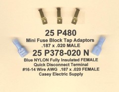 25 SETS Mini Fuse ATM Tap Adapter Automotive & Female #16-14 Wire .187 x 020 USA