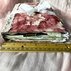 Handmade Vintage Silk Fabric Junk Journal Book Romantic Floral 2 Signatures Lace