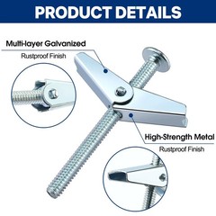 30 Sets Toggle Bolts for Drywall, Heavy Duty Metal Drywall Anchors Kit – 1/4″…