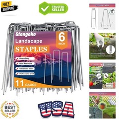120 Pack Landscape Staples 6 Inch, 11 Gauge Heavy Duty Galvanized Garden Stak…