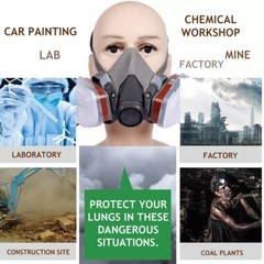 6200 Half Face 16 IN 1 Gas Mask Chemical Vapor Paint Spray Respirator + Filter