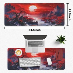 Mouse Pad Gaming – Desk Mat for 31.5L x 11.8W inches, Red Cherry Blossoms