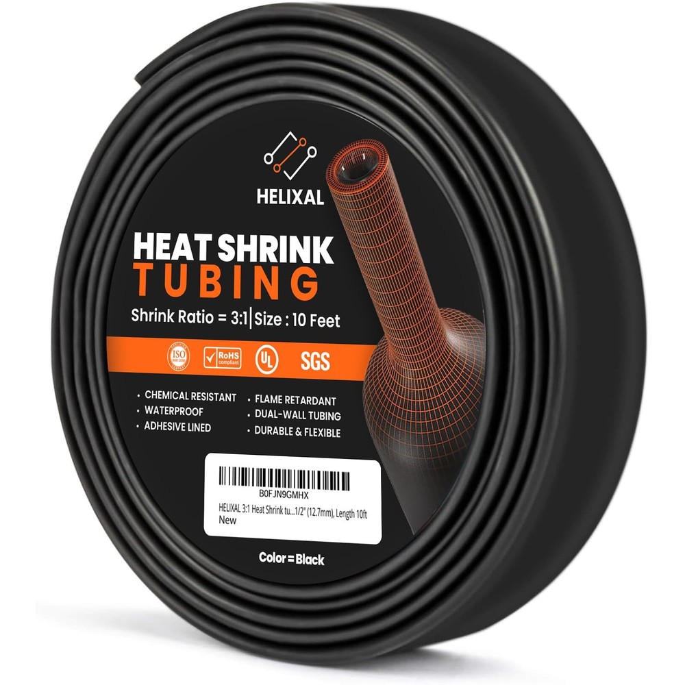 1/2″ 12.7mm 3:1 Heat Shrink Tubing, Dual Wall Adhesive Lined Wire Shrink Wrap…