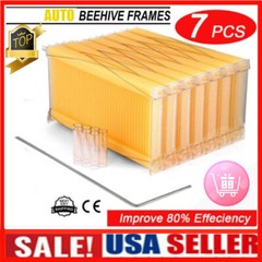7PCS Automatic Honey Beehive Frames + White Painted Beehive House wooden Box New