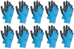 3M Nitrile Rubber Coated Nylon Work Gloves, Thin, Washable Bulk 10 Pack Blue
