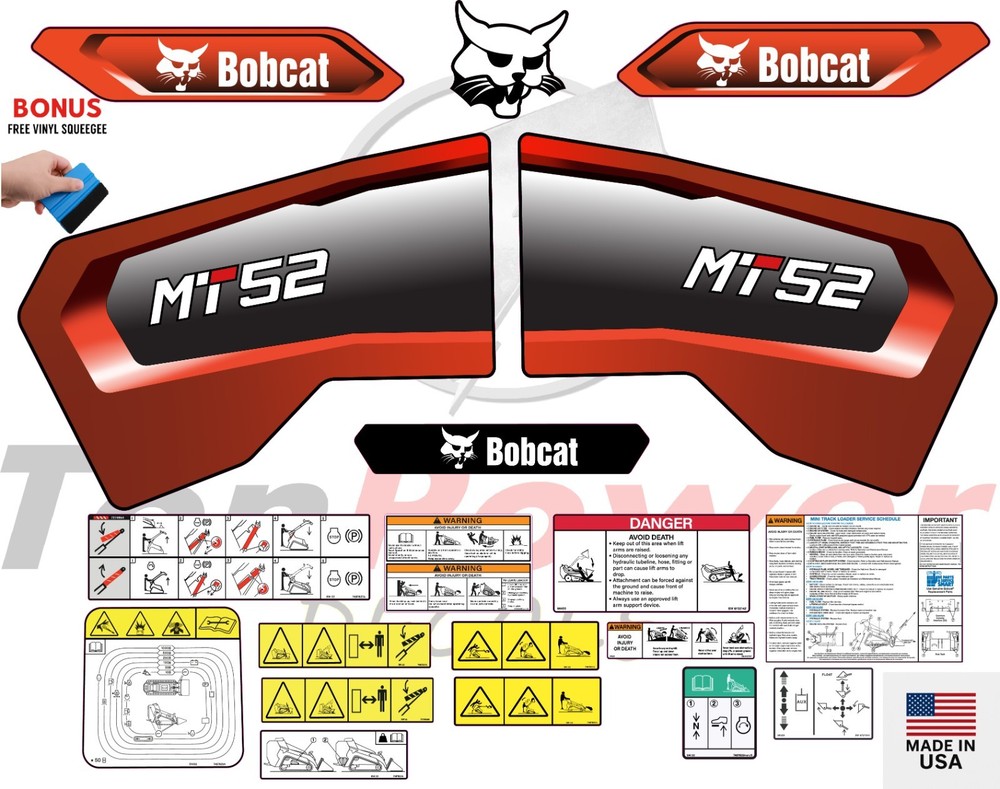 Fits Bobcat MT52 Decal Kit Skid Steer / safety decals 3M VINYL / FREE SHIPPING