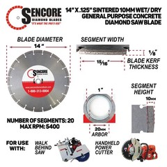 14″ Segmented Diamond Saw Blades (10pk) for Concrete Masonry + FREE SHIPPING