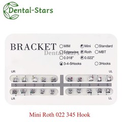 Dental Orthodontic Brackets Brace Metal Mini Roth MBT Edgewise 022 Slot 345 Hook