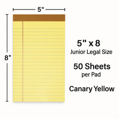 TOPS Junior Legal Notepad 5″x8″ Canary Yellow Legal Ruled 50 Sheets 24 Pads Bulk
