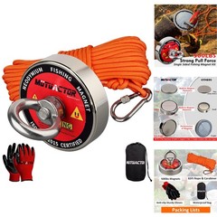 500lb Neodymium Magnet Fishing Kit Heavy Duty N52 Rare Earth Magnet 66ft Rope