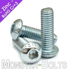 M6 Button Head Socket Cap Screws, Zinc Plated 12.9 Steel ISO 7380, 1.0 Coarse