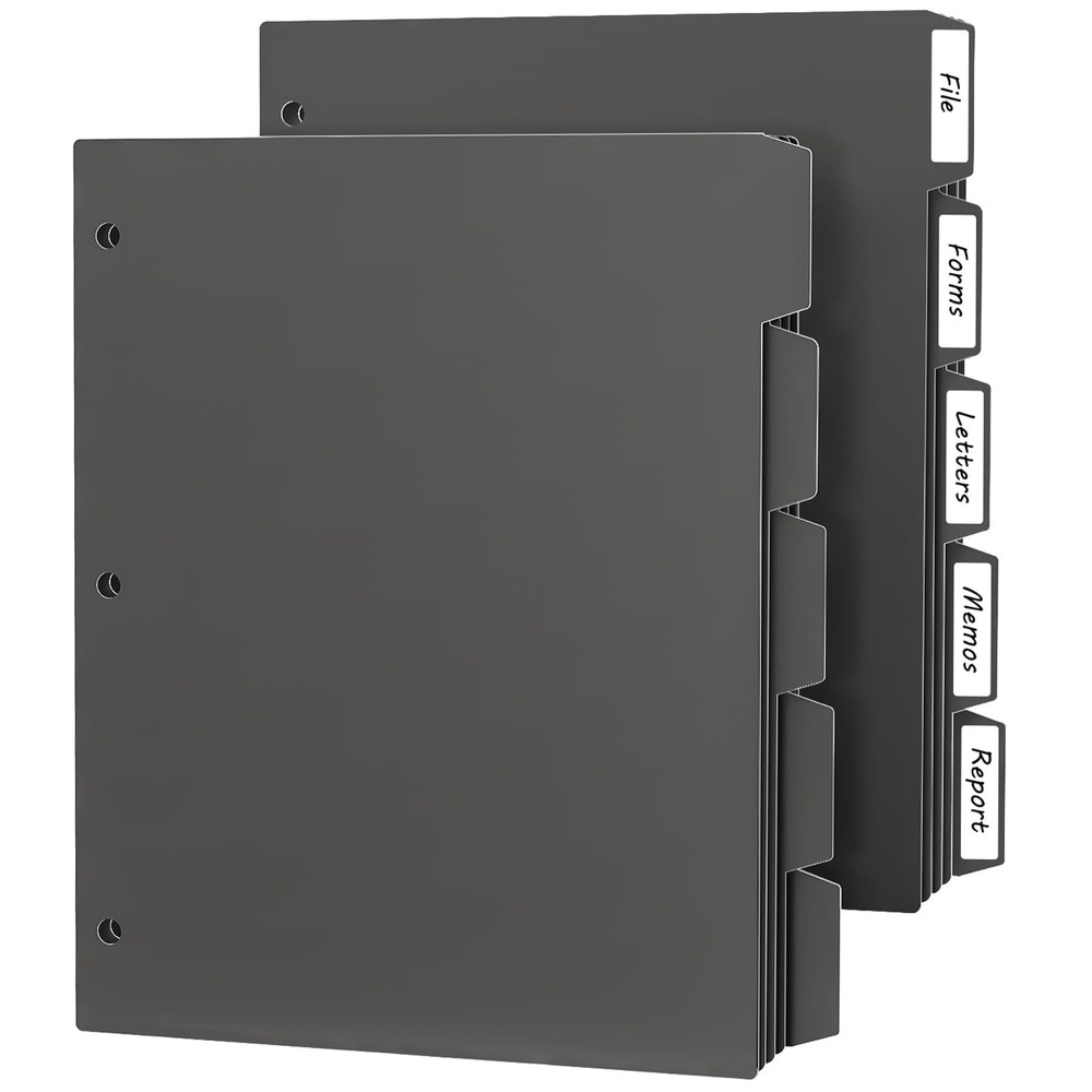 3 Ring Binder Dividers with 5 Tabs, 10 Pcs Binder Dividers, 1/5 Cut Letter Si…