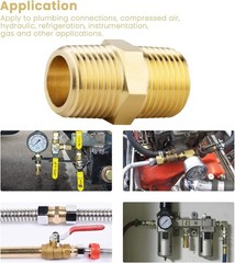 Brass Hex Nipple 1/2 NPT Male Adapter Fitting 4-Pack Solid Pipe Connector Du…