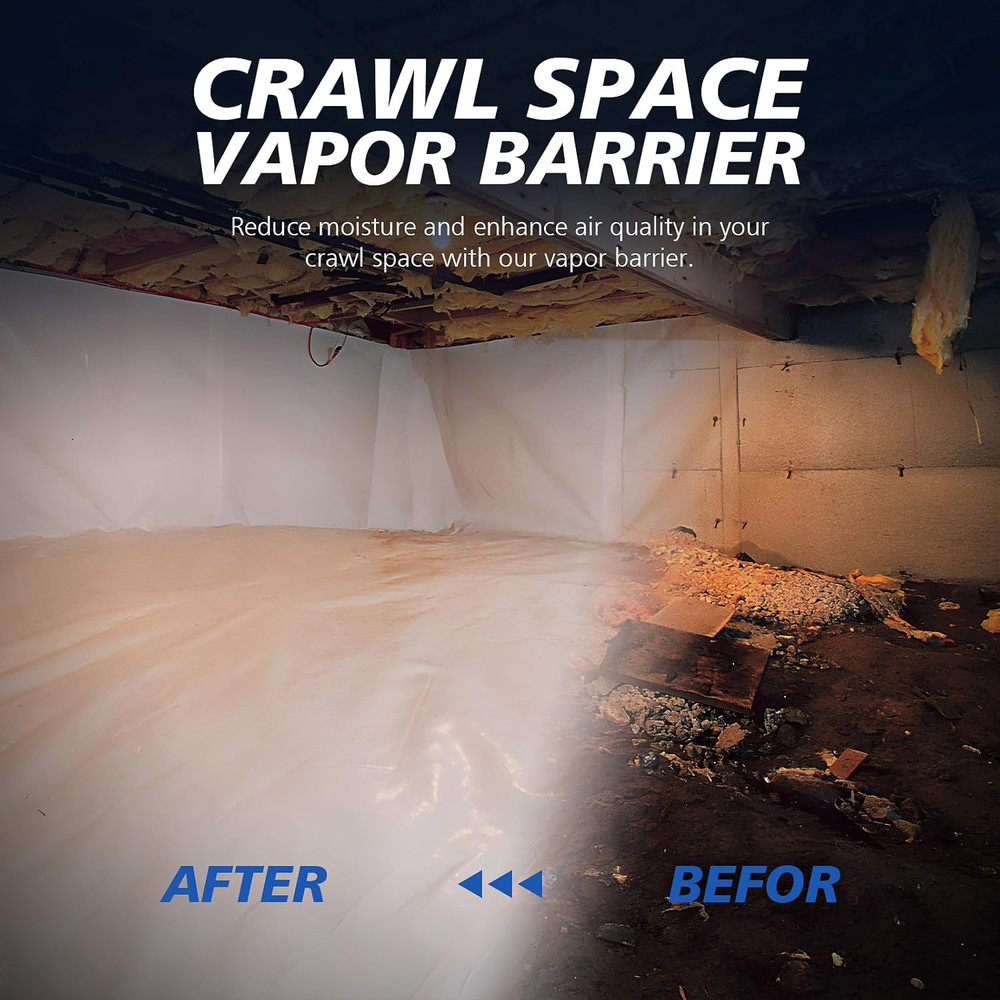 Crawl Space Vapor Barrier – 12 Mil (10′ X 100′), Heavy Duty Plastic Sheeting,…
