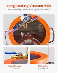 1.5 Gallon Vacuum Chamber 3.5CFM Single Stage Pump Degassing Chamber Kit