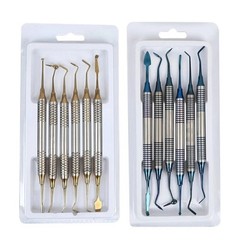 6Pcs Dental Resin Filling Spatula Titanium Plated Head Composite Instrument Kit