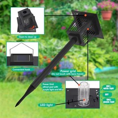 Solar Powered Mosquito Zapper Solar Bug Zapper, Bug Zapper Outdoor IP44 Mosquito