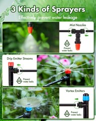 240FT Automatic Drip Irrigation System for Garden, Lawn, and Greenhouse