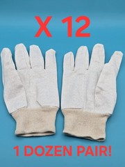 12 PAIR COTTON CANVAS WORK GLOVES KNIT WRIST SAFETY OUTDOOR GARDENING MENS LARGE
