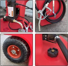 Heavy Duty Portable Fuel Tank w/ Top Handle 13ft Delivery Hose Oil Gun 32 Gallon