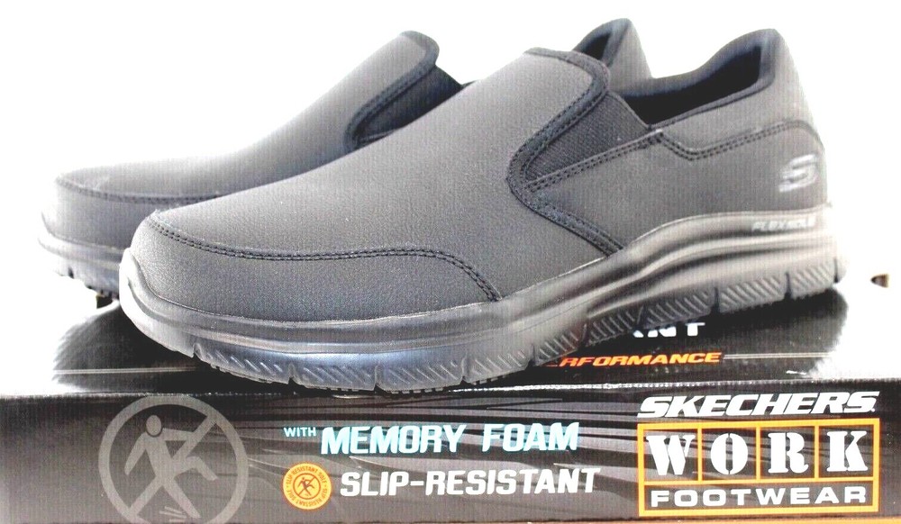 Skechers Men’s Work Shoes Memory Foam size 10 M & 10.5 M Slip-on Black NEW