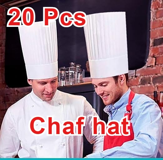 20 Pcs Tall Chef Hat White Adjustable 9″One Size Fits Most