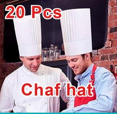 20 Pcs Tall Chef Hat White Adjustable 9″One Size Fits Most