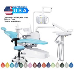 Dental Unit Chair Ergonomic DC Motor Computer Controlled Hard Leather with Stool
