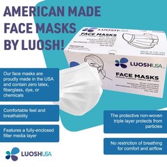 3 Ply Made in USA, 50 Pack Disposable Masks for Adults, ASTM Level 3, Large S…