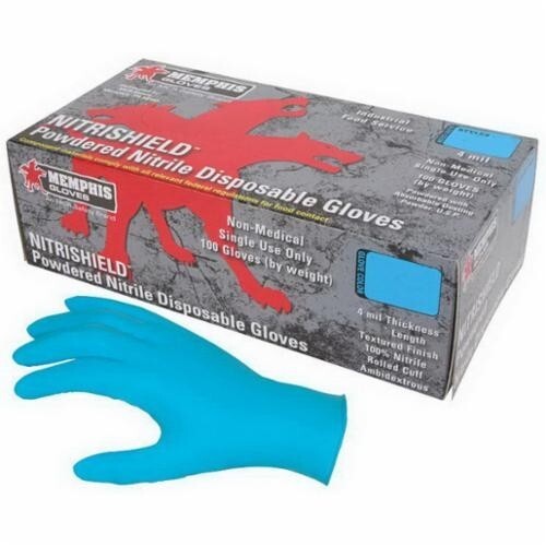 4 MIL BLUE Powdered Nitrile Disposable Medical Cleaning Gloves 100/BX, MEDIUM