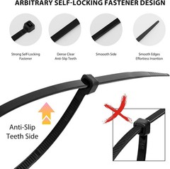 400 Pack Black Zip Ties – Assorted Sizes (4-12 Inch) for Secure Cord Management
