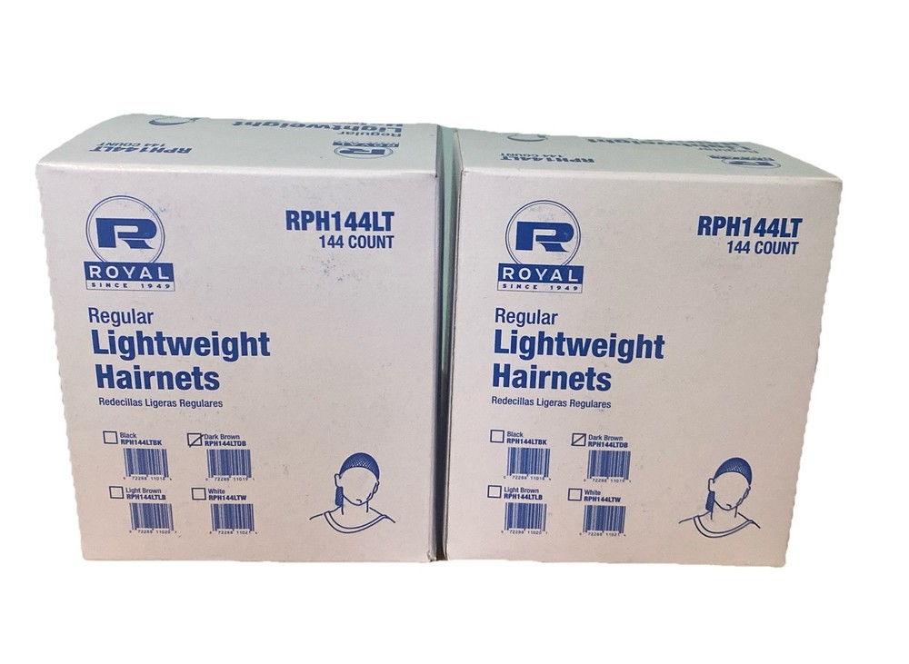 Royal RPH144LTDB LightWeight Dark Brown Hairnet Latex Free 2/144-Pks= 288 total