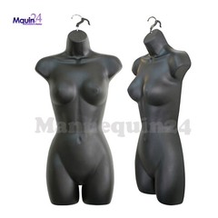 3 Color Combo White Flesh Black Female Torso Body Form Mannequins + 3 HANGERS